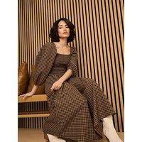 M&Co Petite Gingham Puff Sleeve Dress