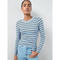 The Very Collection Crew Stripe Long Sleeve Top - Blue