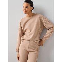The Very Collection Cable Panel Sweatshirt - Beige