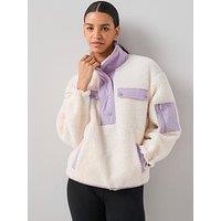 The Very Collection Woven Mix Borg Fleece - Cream