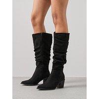 V By Very Wide Fit Slouch Knee Boots - Black
