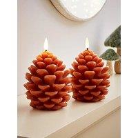 Very Home Set Of 2 Pinecone Led Candle & Autumn Decorations