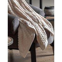 Gallery Jacquard Velvet Knitted Throw Natural