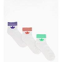 Adidas Originals Unisex 3 Stripe Ankle Socks 3 Pack - White/Multi