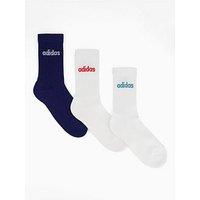 Adidas Sportswear Men'S Linear Crew Sock 3 Pack - Navy/White