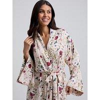 Lily & Lionel Corina Floral Print Robe - Ecru