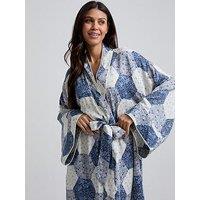 Lily & Lionel Corina Aster Patchwork Print Robe - Blue