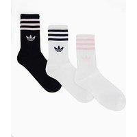 Adidas Originals Women'S 3 Stripe Crew Socks 3 Pack - Black/White