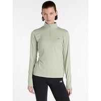 New Balance Womens Running Essentials Space Dye 1/4 Zip Top - Green