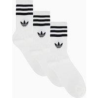 Adidas Originals Unisex 3 Stripe Crew Socks 3 Pack - Off White