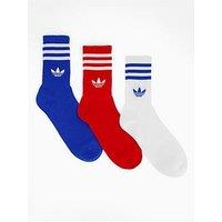 Adidas Originals Men'S 3 Stripe Crew Socks 3 Pack - Multi