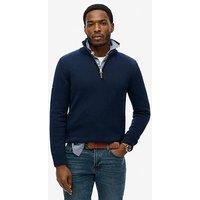 Superdry Cotton Classics Knitted Quarter Zip Jumper - Blue