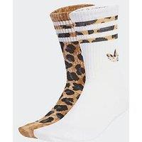 Adidas Originals Women'S Leopard Crew Socks 2 Pack - Leopard Print