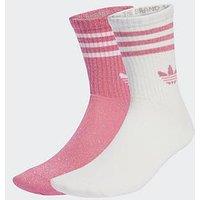 Adidas Originals Women'S 3 Stripe Glitter Crew Socks 2 Pack - Pink