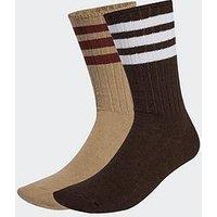 Adidas Originals Unisex 3 Stripe Crew Socks 2 Pack - Beige