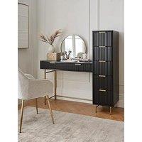Very Home Cora Dressing Table, Mirror And Side Drawers Set - Black/Brass