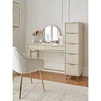 The Very Collection Cora Dressing Table, Mirror And Side Drawers Set - Ivory/Brass