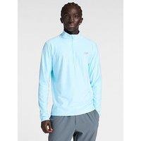New Balance Mens Running Essential Reflective Space Dye 1/4 Zip Top - Blue
