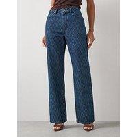 The Very Collection Diamond Print Wide Leg Jeans - Dark Wash