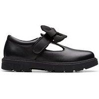 Clarks Kids Lorcam Hope Bow Detail Leather Shoe - Black