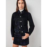The Very Collection Co-Ord Flocked Denim Jacket - Navy