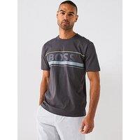 Boss Tee Iconic Zone Regular Fit Large Logo T-Shirt - Dark Grey