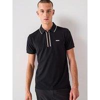 Boss Philix Goc Zip Neck Slim Fit Polo Shirt - Black