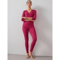 The Very Collection Ribbed Wrap Front Ls Top And Legging Pj Set - Red