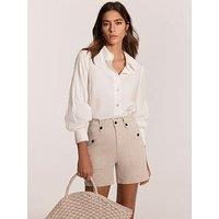 Mint Velvet Neutral Cotton Chino Shorts - Beige
