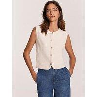 Mint Velvet Ribbed Button Waistcoat - Cream