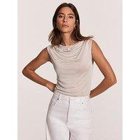 Mint Velvet Neutral Draped Top - Beige