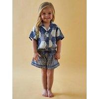 Lily & Lionel Girls Keira Short Sleeve Aster Patchwork Print Pyjama Set - Blue
