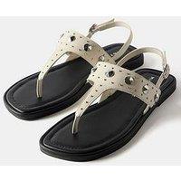 Mint Velvet Studded Sling Back Flat Sandals - White