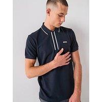 Boss Philix Goc Zip Neck Slim Fit Polo Shirt - Navy