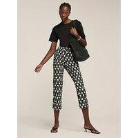 Mint Velvet Floral Print Capri Trousers - Black