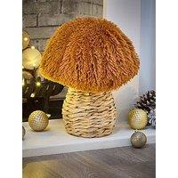 Heaven Sends Fur And Rattan Toadstool Christmas Decoration