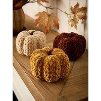 Heaven Sends Set Of 3 Chenille Pumpkin Autumn Decorations