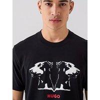 Hugo Regular Fit Animal Print Dobero T-Shirt - Black