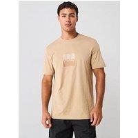 Hugo Regular Fit Dusplit Logo T-Shirt - Light Beige