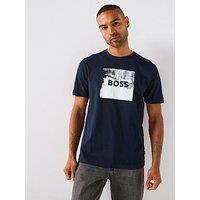 Boss Wheel Regular Fit Box Logo T-Shirt - Navy