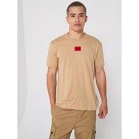 Hugo Diragolino212 Regular Fit Centre Patch Logo T-Shirt - Beige