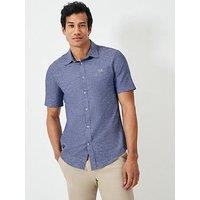 Crew Clothing Linen Short Sleeve Shirt - Blue