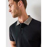 Boss H-Parlay 302 Regular Fit Contrast Collar Polo Shirt - Black
