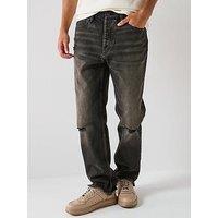 Hugo Blue Jonah Distressed Regular Fit Jeans - Dark Grey