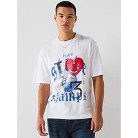 Hugo Blue Notix Relaxed Fit Large Heart Graphic T-Shirt - White