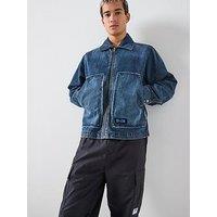 Hugo Blue Chian Regular Fit Zipped Denim Jacket - Dark Blue