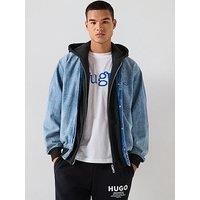 Hugo Blue Enjo Relaxed Fit Hooded Denim Jacket - Light Blue