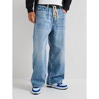 Hugo Blue Draisen Oversized Fit Loose Jeans - Light Blue