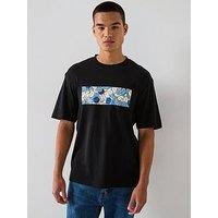 Hugo Blue Nurix Relaxed Fit Graphic Banner Logo T-Shirt - Black