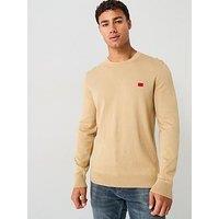 Hugo San Cassius-C1 Relaxed Fit Knitted Jumper - Beige